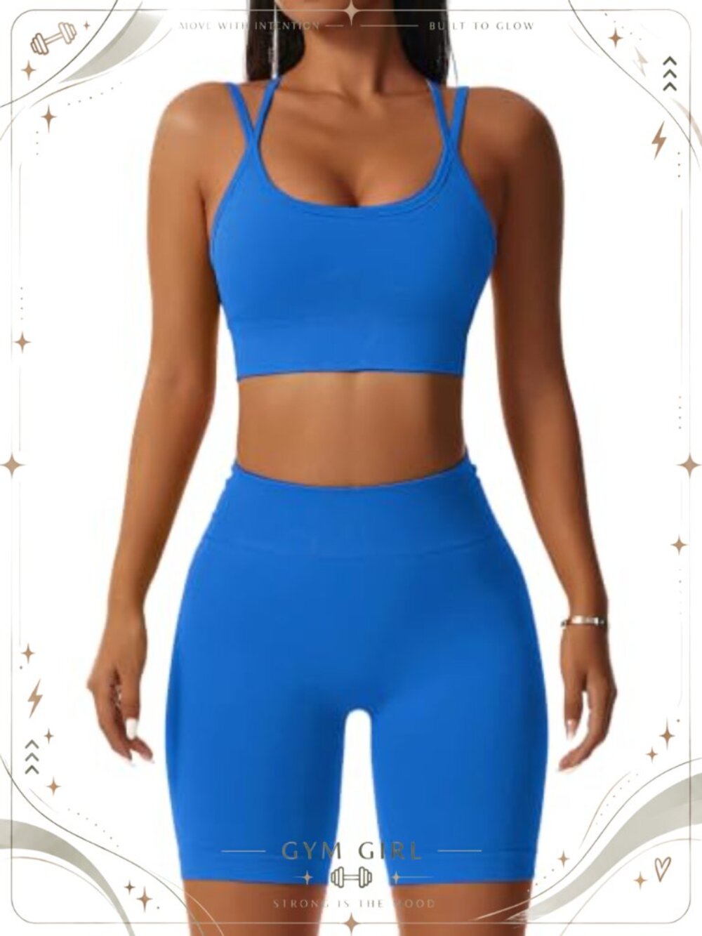 Women's Seamless Workout Set Crisscross Sports Bra & Biker Shorts 2-Piece